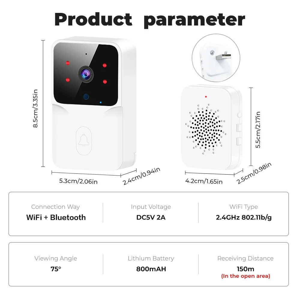 Smart Doorbell Camera Wireless with Bell 1080P