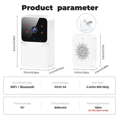 Smart Doorbell Camera Wireless with Bell 1080P