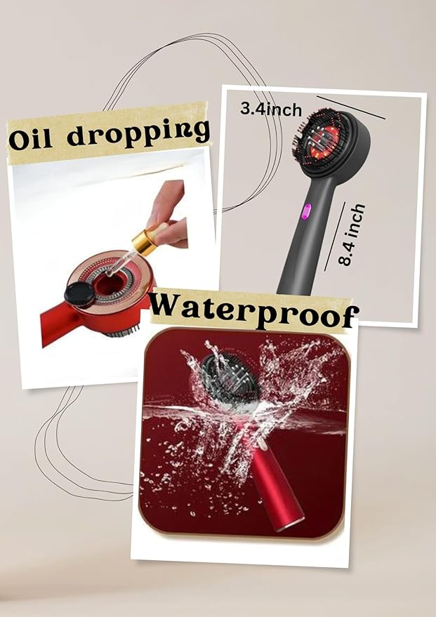 Laser Therapy Hair Growth Comb – Electric Scalp Massager &amp; Hair Oil Applicator Waterproof