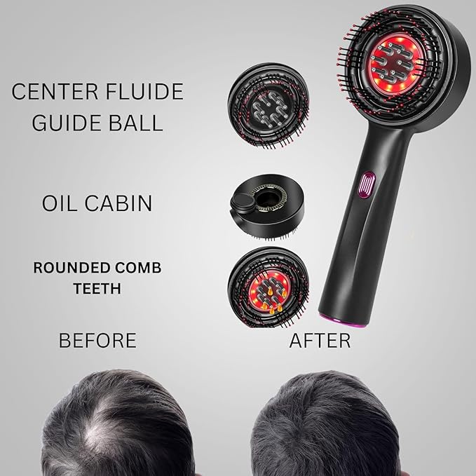 Laser Therapy Hair Growth Comb – Electric Scalp Massager &amp; Hair Oil Applicator Waterproof